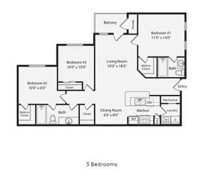 3 bed 2 bath B at Magnolia Lake Apartments, Carrollton, Georgia