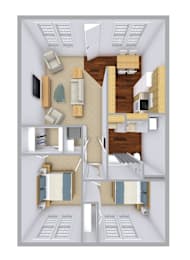 Floor Plan  a rendering of a 3d floor plan with an office and a living room
