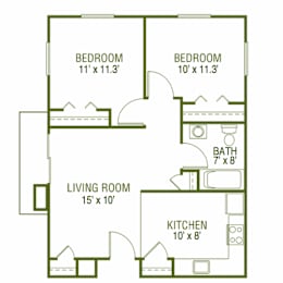Tidewater Floor Plan at Greenbrier Seniors Apartments, Chesapeake