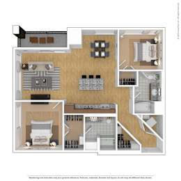 a 1 bedroom floor plan with a bathroom and a living room at Bluestone Flats, Duluth, MN