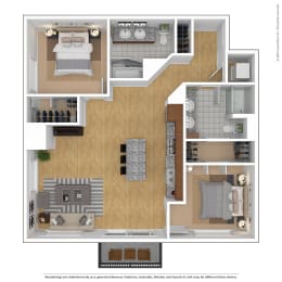 a floor plan of a home with a bedroom and a living room at Bluestone Flats, Duluth, Minnesota