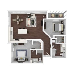 a1 floor plan 1 bedroom 1190 square feet the  at Timber Ridge, Minnesota