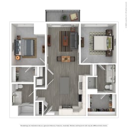 a 2103 square foot floor plan with a bedroom and a living room at Vue at Bluestone, Duluth, Minnesota