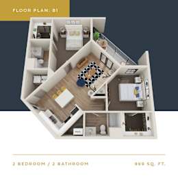 B1 Floor Plan | 969 Sq. Ft. at Converge KC Uptown, Kansas City, MO 64111