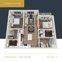 B3 Floor Plan | 979 Sq. Ft. at Converge KC Uptown, Kansas City, 64111