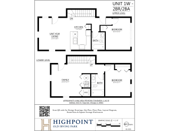 a floor plan of a unit with a bedroom and a bathroom