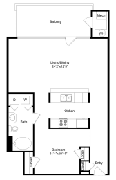 a floor plan of a small house with a bedroom and a living room