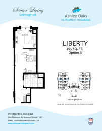 Liberty B Floor Plan  Studio with 1 bath