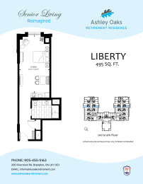 Liberty Floor Plan Studio with 1 bath