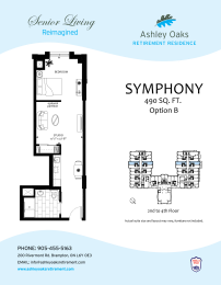 Symphony B Floor Plan  Studio with 1 bath