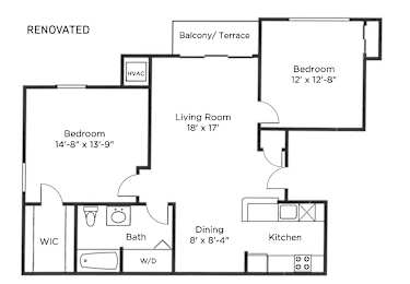 a floor plan of a house with a bedroom and a living room