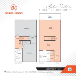  Floor Plan Two Bedroom One Bathroom