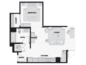 the revolve floor plan  1 bedroom  1195 sq ft