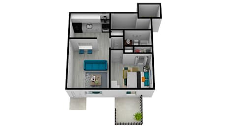  Floor Plan One Bedroom One Bath Renovated