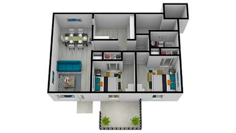  Floor Plan Two Bedroom One Bath Renovated