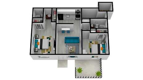  Floor Plan Two Bedroom Two Bath Renovated