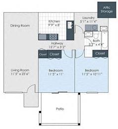  Floor Plan Two Bed One Bath