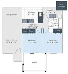  Floor Plan Two Bed Reno