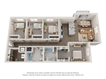 4 Bedroom 2 Bathroom B at Agave House Apartments, Casa Grande, AZ