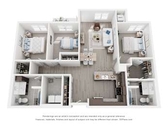 the outlook floor plan  3 bedroom  1199 square feet