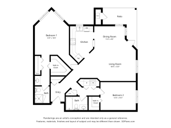  Floor Plan 2 Bedroom | 2D