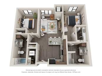 2 Bed 2 Bath Floor Plan at Decatur Landing I & II, Brooklyn Park, MN 55445
