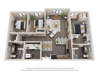 3 Bed 2 Bath Floor Plan at Decatur Landing I & II, Brooklyn Park Minnesota