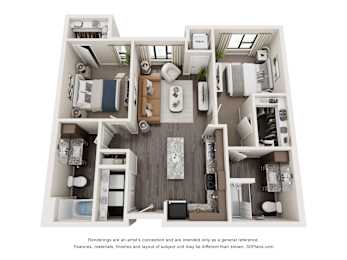 2 Bedroom 2 Bath Floor Plan at Decatur Landing I & II, Brooklyn Park, MN