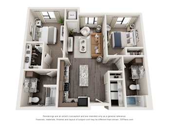 2 Bedroom 2 Bath Floor Plan at Decatur Landing I & II, Brooklyn Park Minnesota