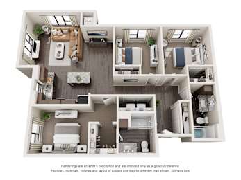 3 Bed Floor Plan at Decatur Landing I & II, Brooklyn Park, MN