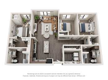 3 Bedroom 2 Bathroom Floor Plan at Decatur Landing I & II, Minnesota