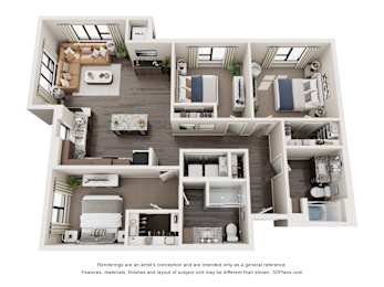 3 Bedroom 2 Bath Floor Plan at Decatur Landing I & II, Brooklyn Park