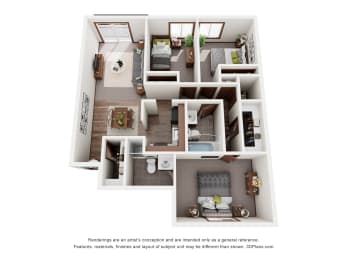 3 Bedroom 1 Bath Floor Plan at Pheasant Park Apartments, New Hope, MN, 55428-5401