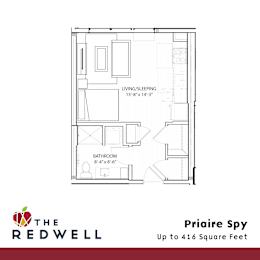 Prairie Spy Studio Floorplan at The Redwell Apartments, Minneapolis