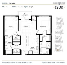 The Adele Floor plan at Residences at 1700, Minnetonka, Minnesota
