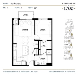 The Amandine Floor plan at Residences at 1700, Minnetonka, Minnesota
