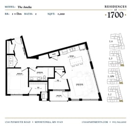 The Amelia Floor plan at Residences at 1700, Minnesota