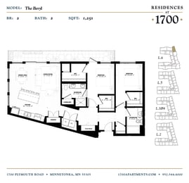 The Beryl Floor plan at Residences at 1700, Minnetonka, Minnesota