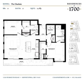 The Charlotte Floor plan at Residences at 1700, Minnetonka, MN 55305