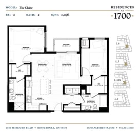 The Claire Floor plan at Residences at 1700, Minnetonka