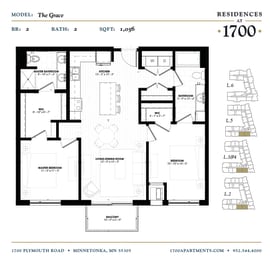 The Grace Floor plan at Residences at 1700, Minnetonka, 55305