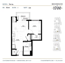 The Ivy Floor plan at Residences at 1700, Minnetonka, Minnesota