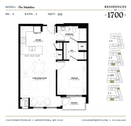 The Madeline Floor plan at Residences at 1700, Minnetonka, MN