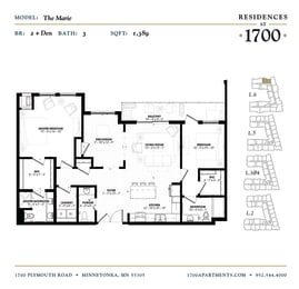The Marie Floor plan at Residences at 1700, Minnetonka, MN 55305