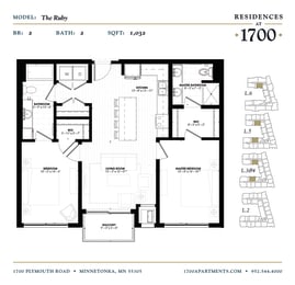 The Ruby Floor plan at Residences at 1700, Minnetonka, Minnesota