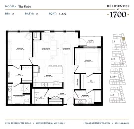 The Violet Floor plan at Residences at 1700, Minnetonka, MN 55305