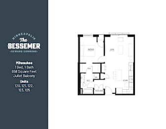 1Bed 1Bath 658 sq.ft._Juliet at The Bessemer at Seward Commons Apartments, MN, 55404