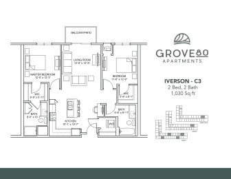Iverson - C3 Floor Plan at Grove80 Apartments, Cottage Grove, Minnesota
