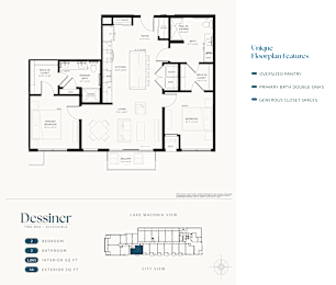 A floor plan of a house with a kitchen, living room, and two bathrooms.