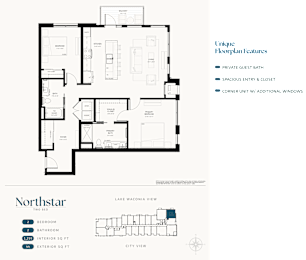 A floor plan for a property called Northstar shows a layout with a bedroom, bathroom, and other rooms.